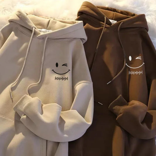 Women's Smiling Face Couple Hooded