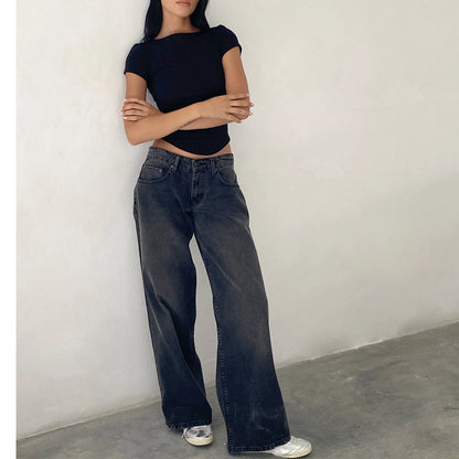 Retro Y2K High Waist Wide Leg Jeans