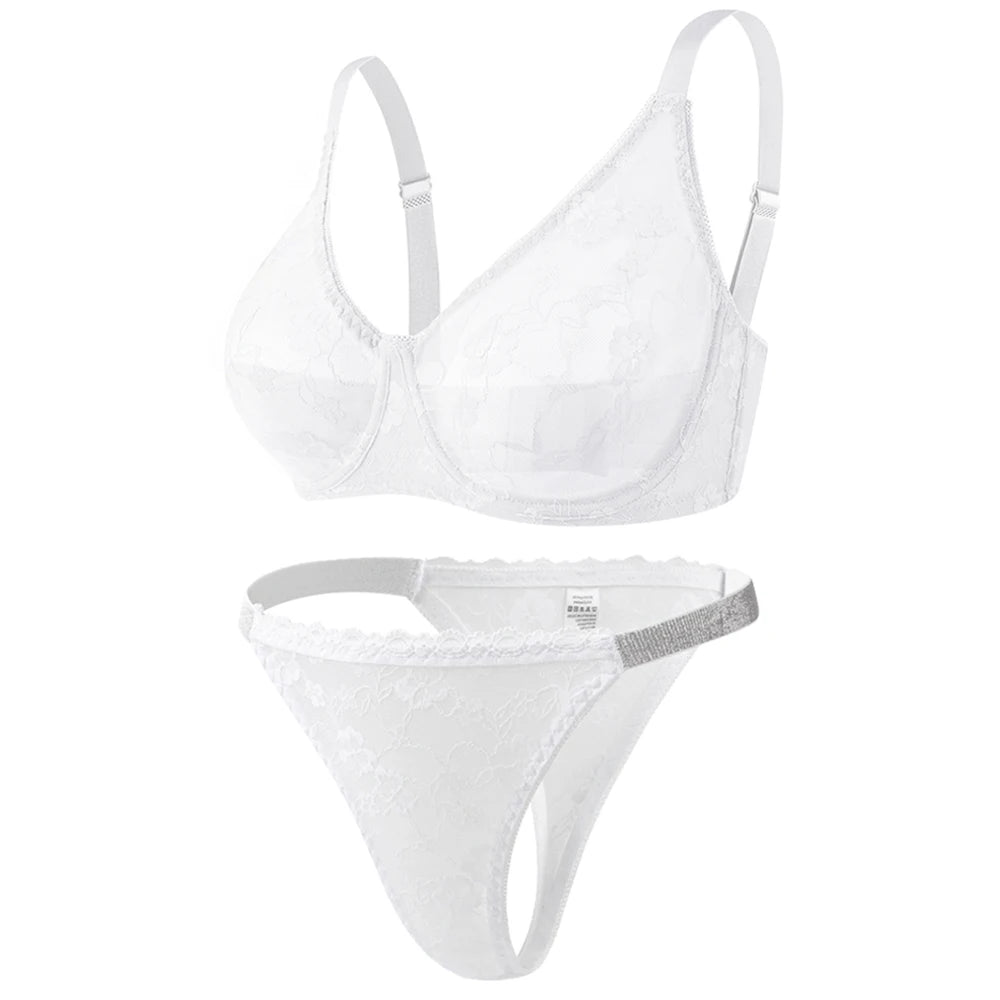 Plus Size Seamless Lace Bra & Brief Set