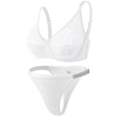 Plus Size Seamless Lace Bra & Brief Set