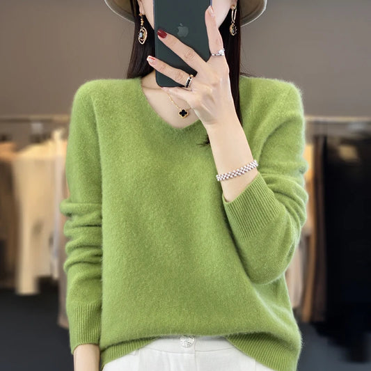 Women’s Merino Wool V-Neck Sweater