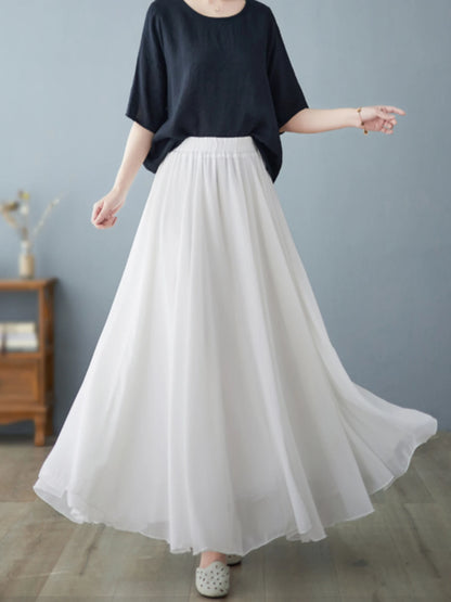 Women's High-Waist Chiffon A-Line Skirt