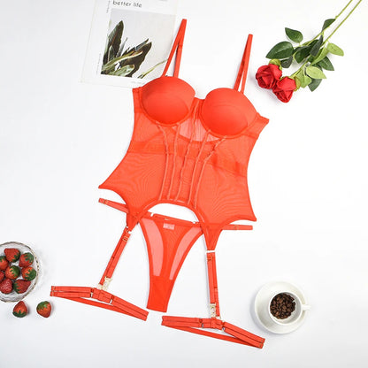 Luxury Mesh Backless Bodysuit  Set