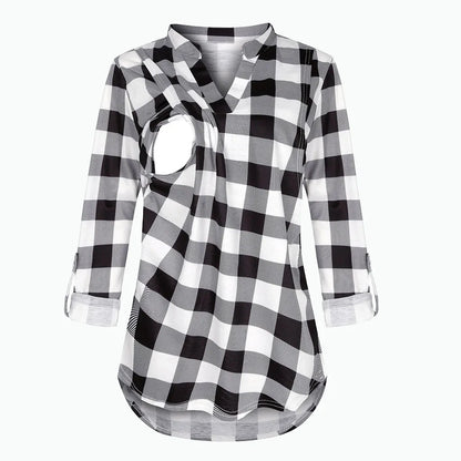 Striped V-Neck Nursing Blouse