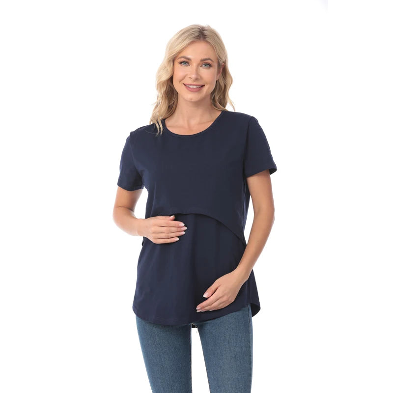 Plus Size Maternity Nursing T-Shirt Short