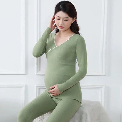 Warm Maternity Padded Nursing Pajama Set