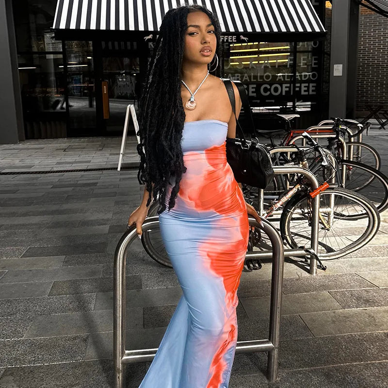 Sexy Backless Tube Maxi Dress