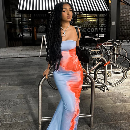 Sexy Backless Tube Maxi Dress
