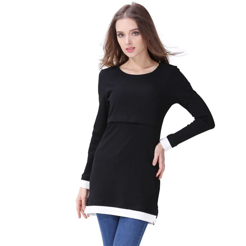 High Collar Long Sleeve Nursing Top
