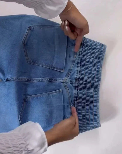 Elegant High Waist Button Jeans