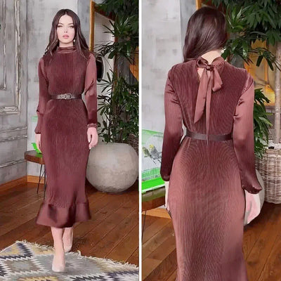 Slim Fit Pleated Eid Abaya Dress