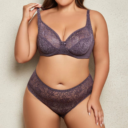 Plus Size Breathable Lace Lingerie Set