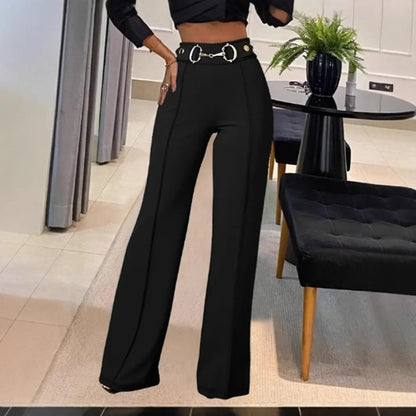 Solid Color Women's Straight-Leg Pants
