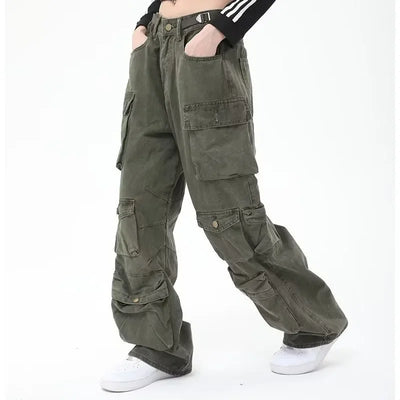 Plus Size Vintage Washed Cargo Jeans