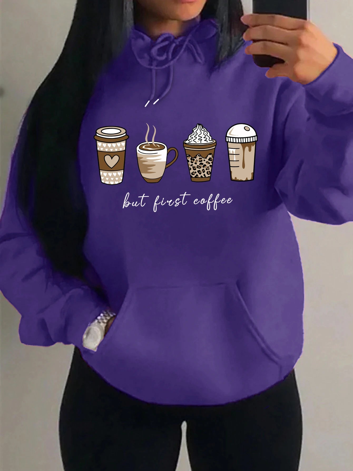 But First Coffee Pattern Hoodie