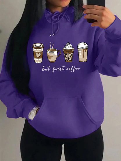But First Coffee Pattern Hoodie