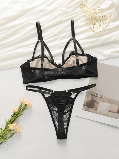 Lace Hollow 3/4 Push-Up Bra Set