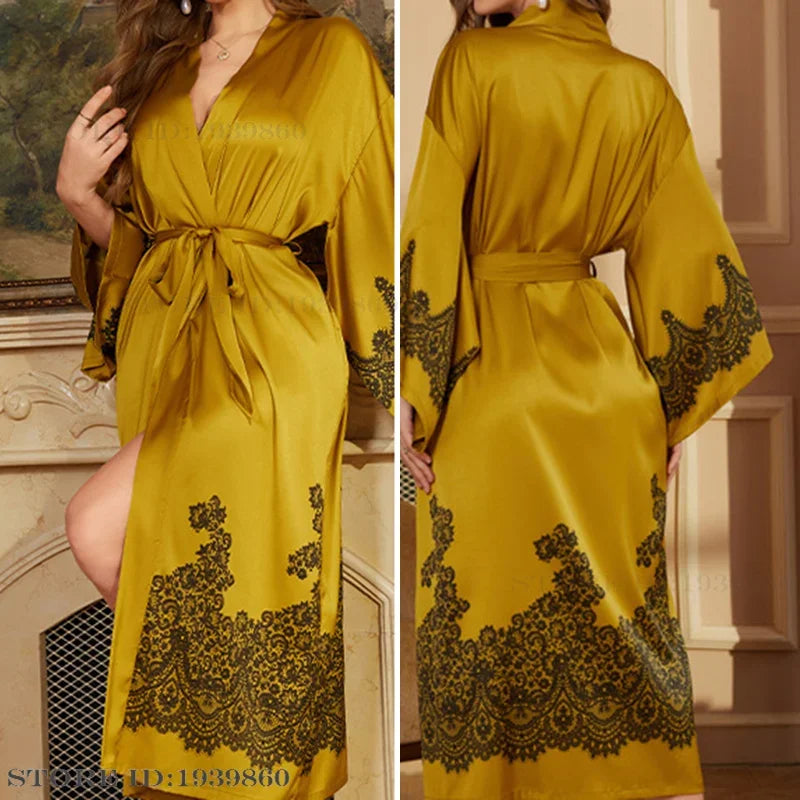 Silk Lace Kimono Sleepwear Robe