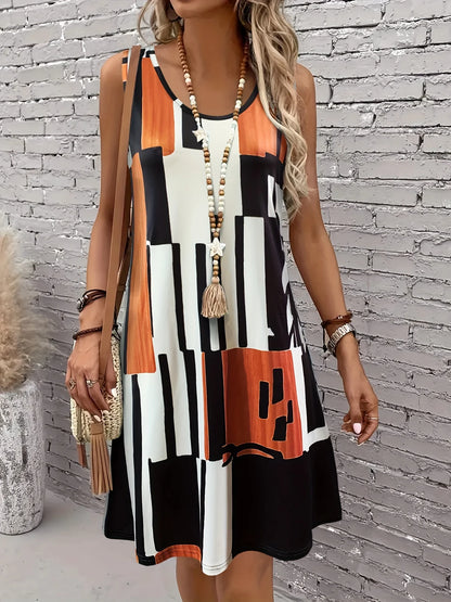 Women’s Boho Geometric Midi Dress