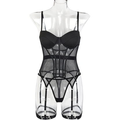 Luxury Mesh Backless Bodysuit  Set