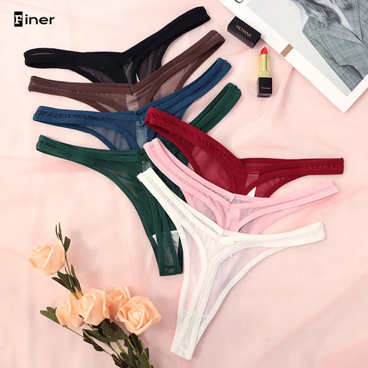 Seamless Translucent Mesh Thongs