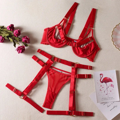 Black & Red Transparent Lingerie Set